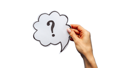 Veelgestelde vragen MS-Liga Vlaanderen - Hand die tekstballon met vraagteken vasthoudt